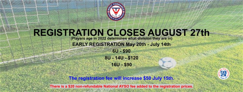 Registration closes August 27th